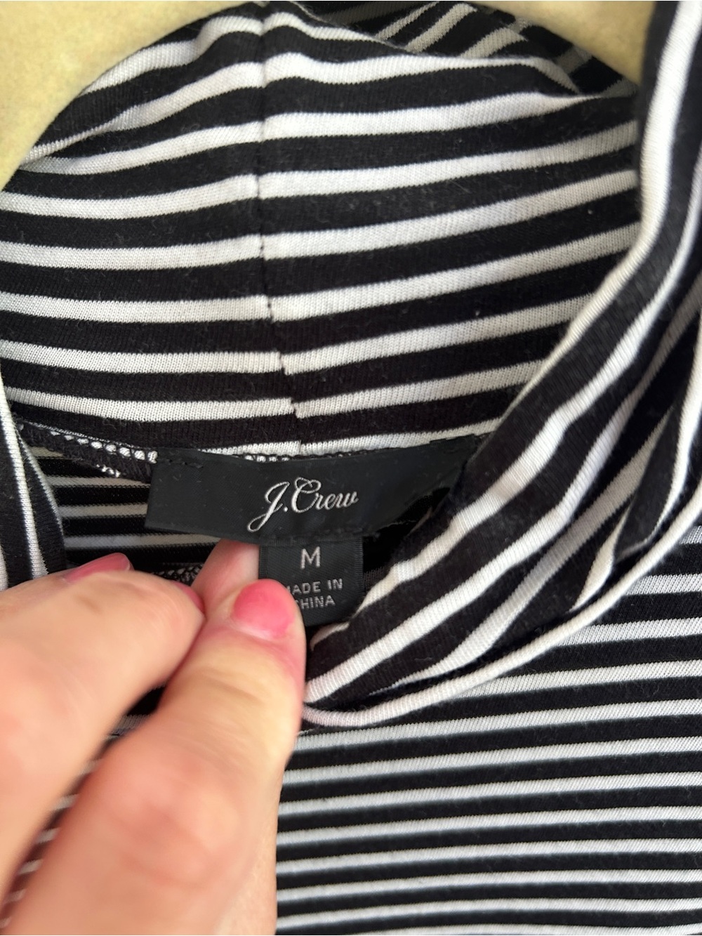 J.Crew Black & White Striped mock neck